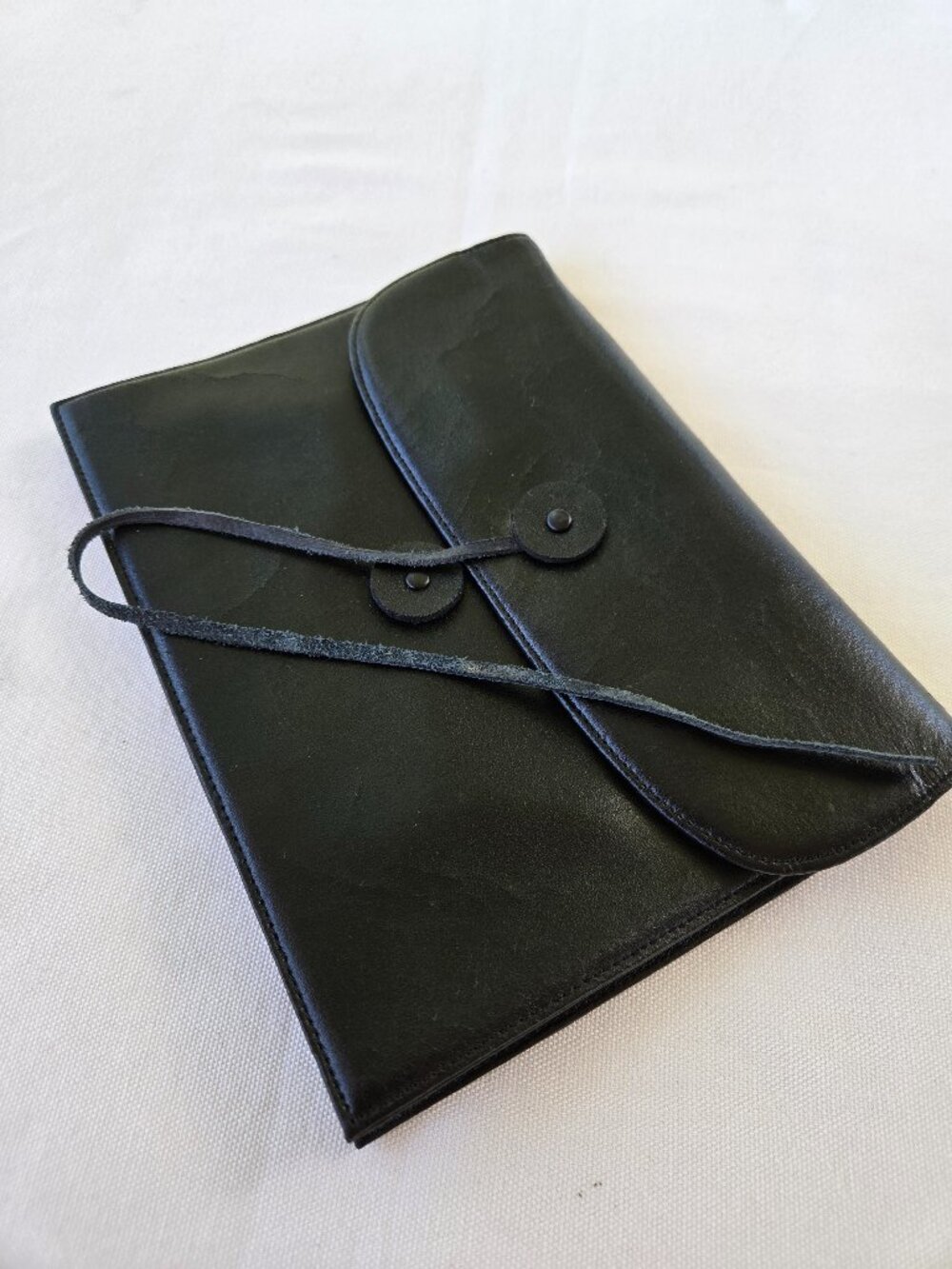 Punctuate Brand Black Leather Folio Pouch Folder